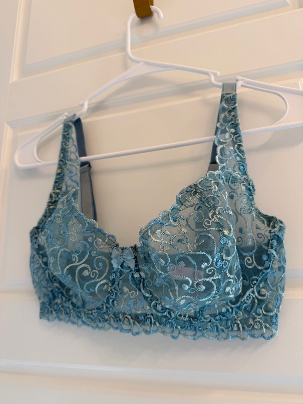 VTG 2003 Victoria's Secret Sheer Embroidered Mesh Bra 34D Blue